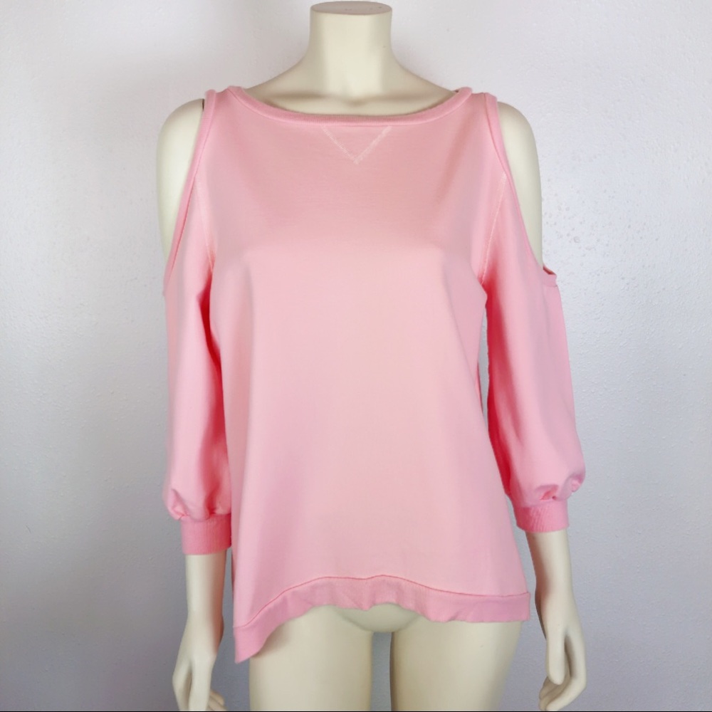 White House Black Market Pink Cold Shoulder Top M